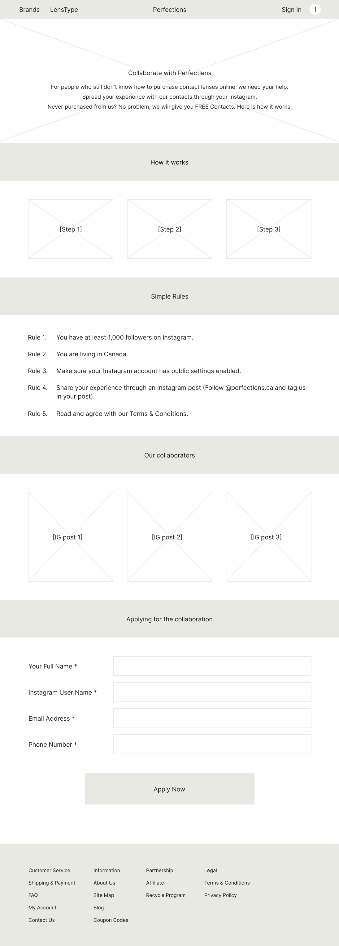 landing page wireframe