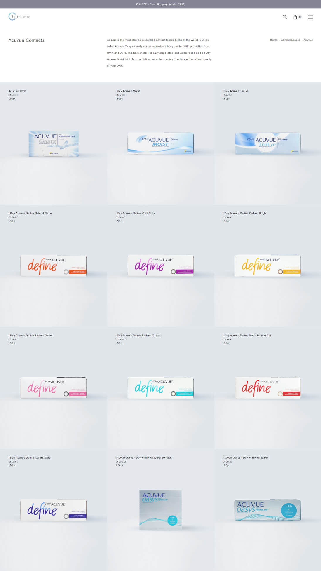 product list page design